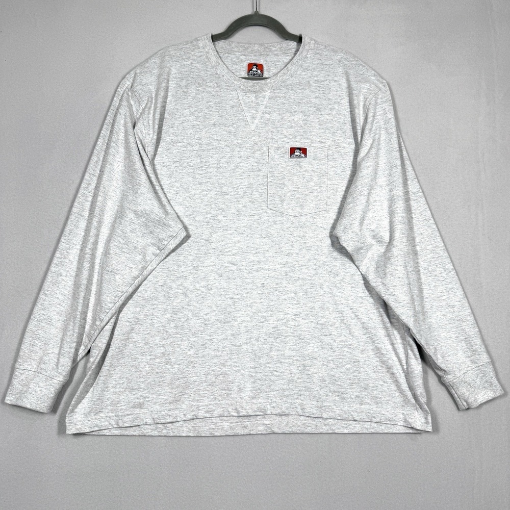 Ben Davis Shirt Mens Large Long Sleeve Pocket Workwear Logo Crewneck Heavy‎ Duty
